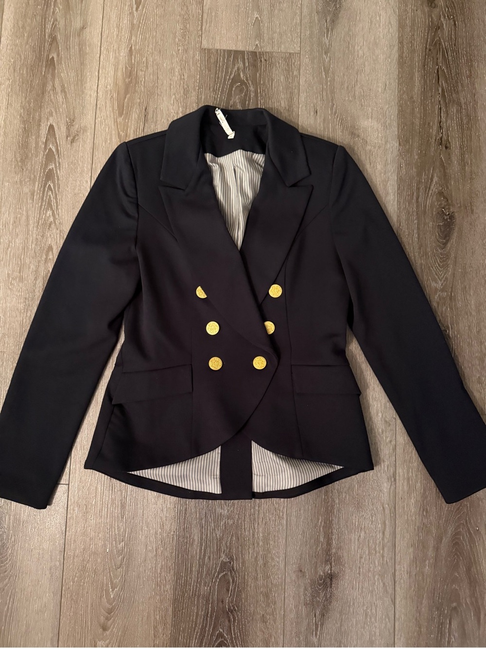 Willow & Clay Navy Double Breasted Gold Button Blazer Jacket Size Small